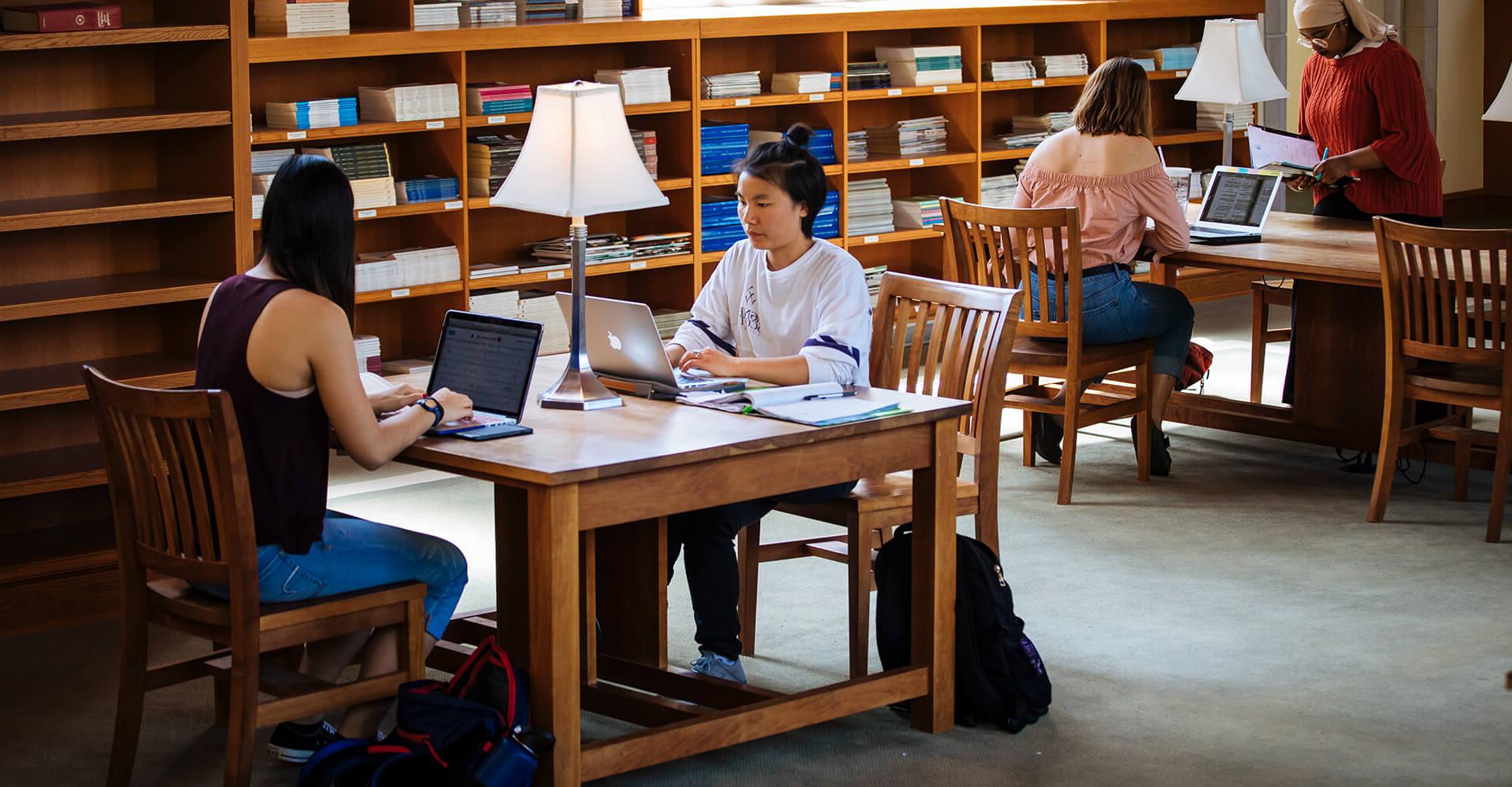 students in the library